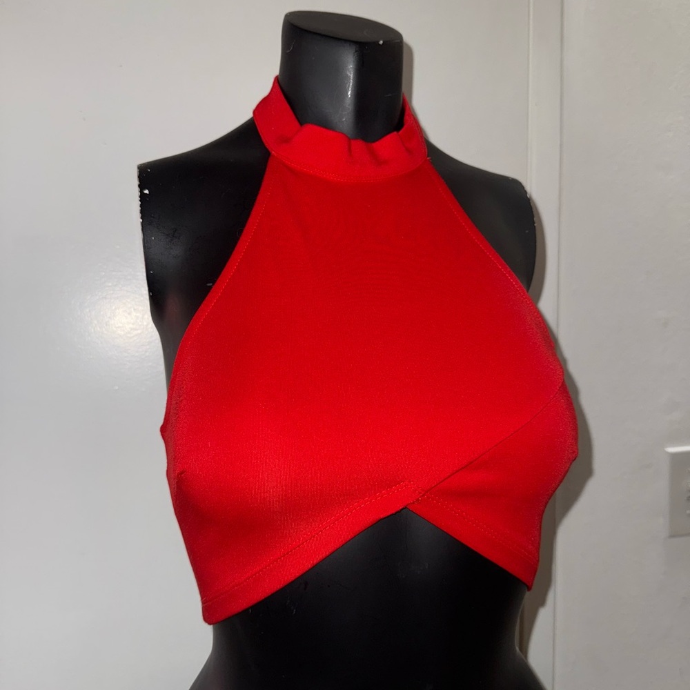 Red Halter Neck Women's Top
